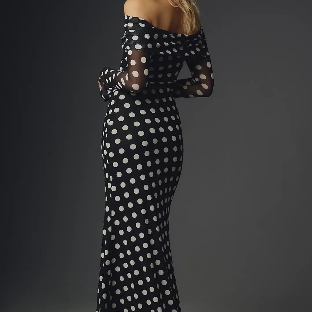 AFRM Long-Sleeve Off-The-Shoulder Mesh Maxi Dress - Small